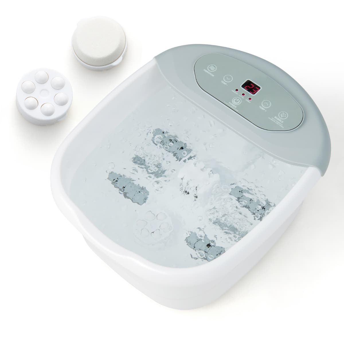 CostwayBain de Pieds avec Massage Automatique Massage Pieds 35-46°C avec Vibration des Bulles Pierre de Pédicure et Perles de Massage Température