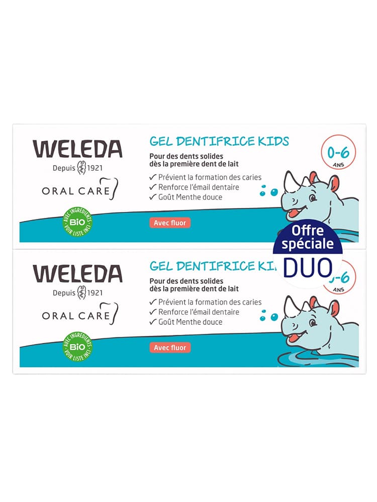 Weleda Duo Gel Dentifrice Kids - 2X50Ml - Compatible Avec Les Traitements Homéopathiques